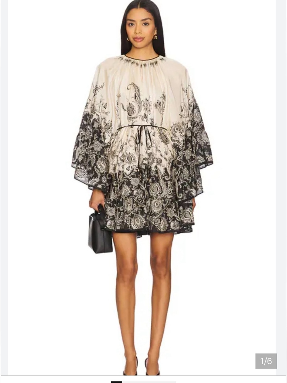 Zimmermann Cream and Black Paisley Mini Dress Rhiannon mini dress 100% silk 2